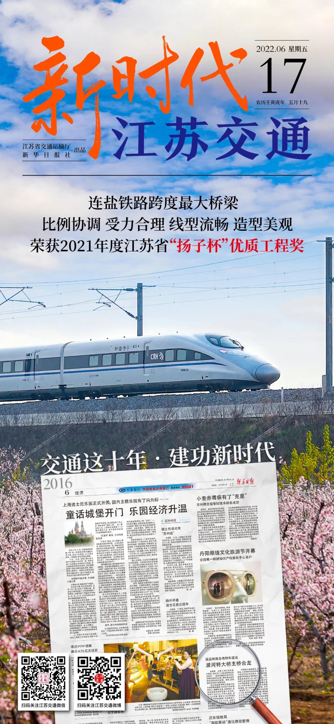 新時(shí)代江蘇交通｜連鹽鐵路跨度最大橋梁 ：比例協(xié)調(diào)、受力合理、線型流暢、造型美觀，榮獲2021年度江蘇省“揚(yáng)子杯”優(yōu)質(zhì)工程獎(jiǎng)